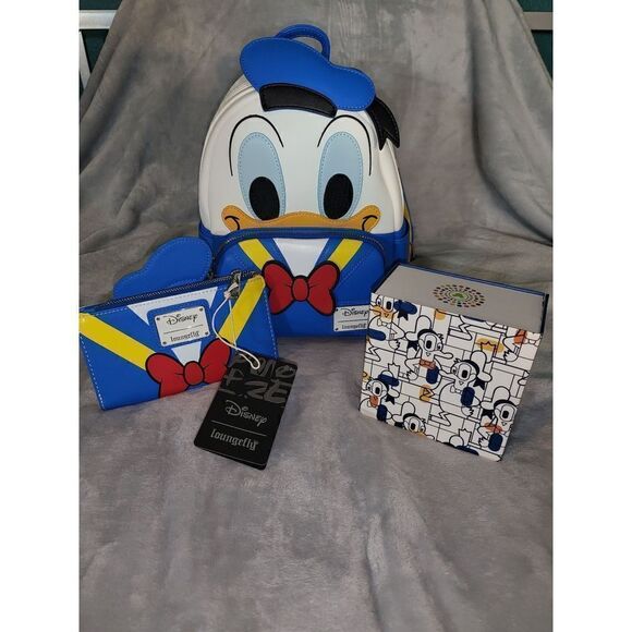 Loungefly Donald Duck Cosplay Faux Leather Mini Backpack Bundle